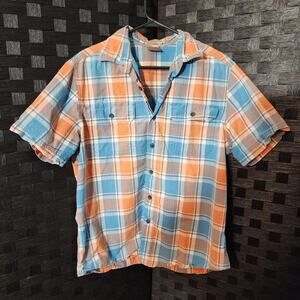 Great Northwest Mens Size L Plaid 100% Cotton Short Sleeve Button Shirt